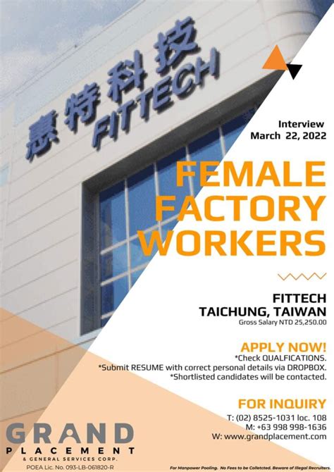 grand placement agency factory worker